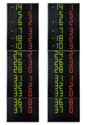 Statistics scoreboards showing the Player No. and Fouls/Penalties of 14 players on the 2 teams
